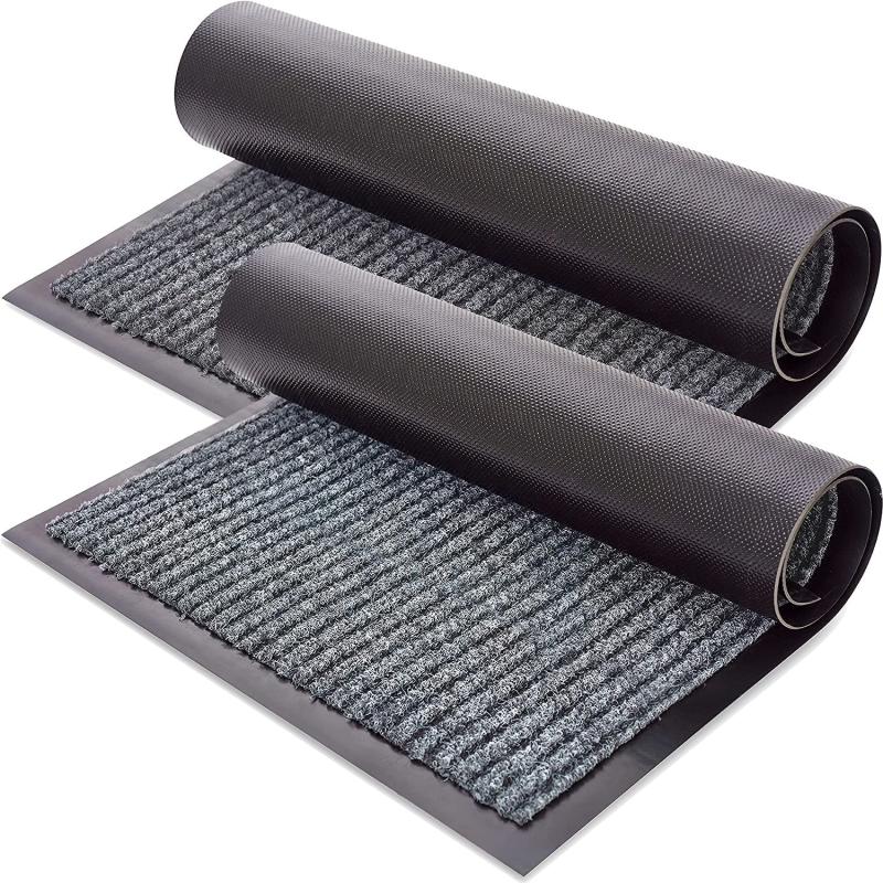 Solid Striped Door Mat Non Slip Entrance Rug Indoor Outdoor
