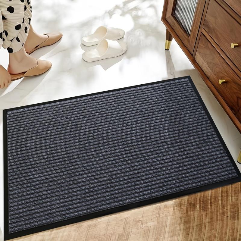 Solid Striped Door Mat Non Slip Entrance Rug Indoor Outdoor