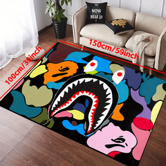 Waterproof Camouflage Shark Face Rug 63x78 Inches