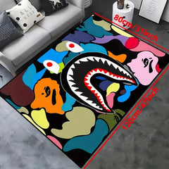 Waterproof Camouflage Shark Face Rug 63x78 Inches