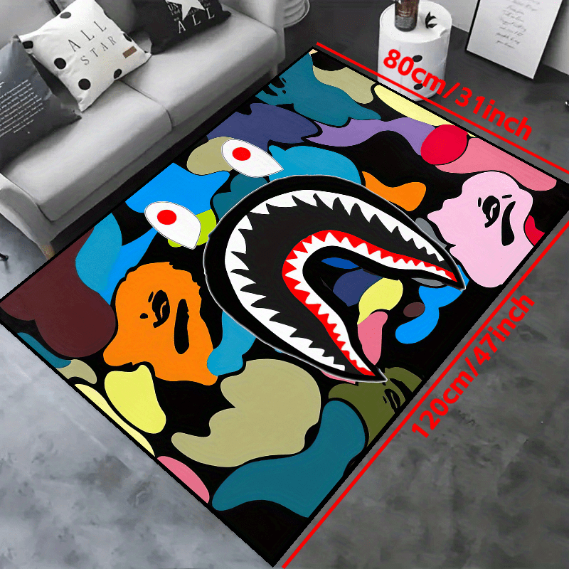 Waterproof Camouflage Shark Face Rug 63x78 Inches