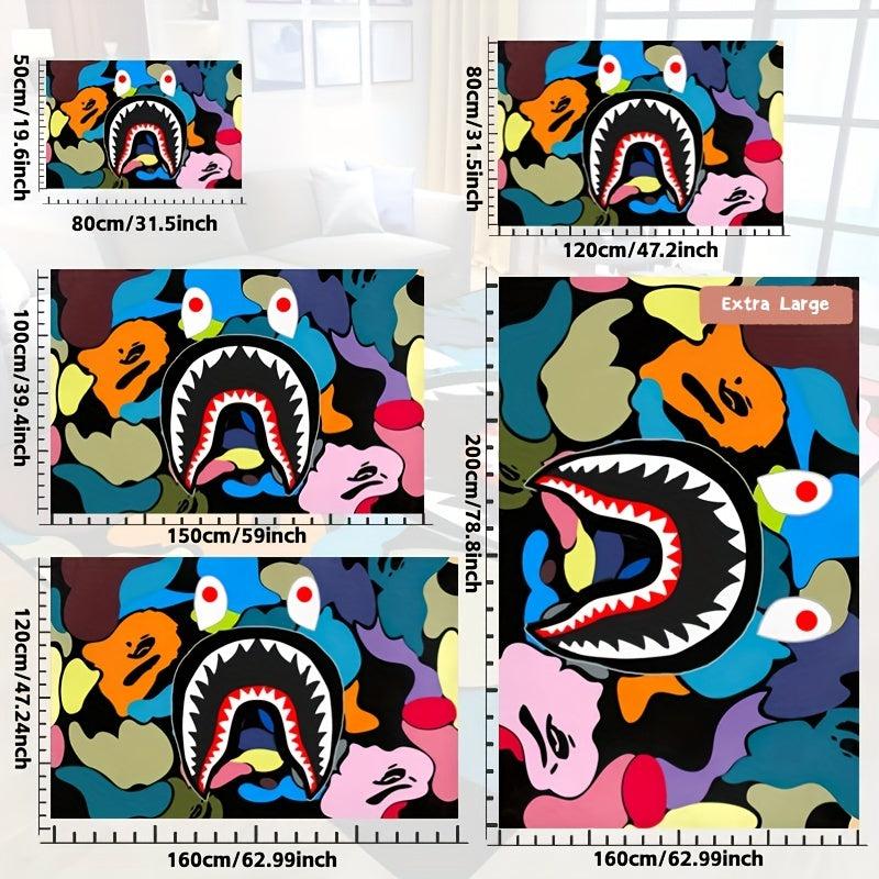 Waterproof Camouflage Shark Face Rug 63x78 Inches