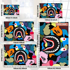 Waterproof Camouflage Shark Face Rug 63x78 Inches