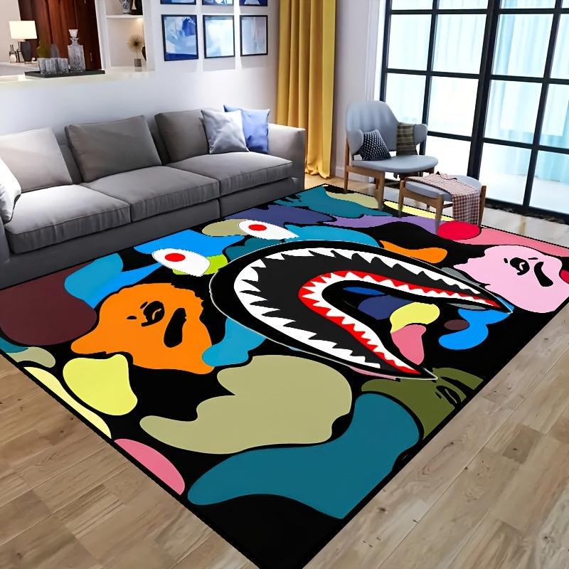 Waterproof Camouflage Shark Face Rug 63x78 Inches