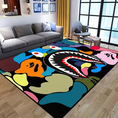 Waterproof Camouflage Shark Face Rug 63x78 Inches