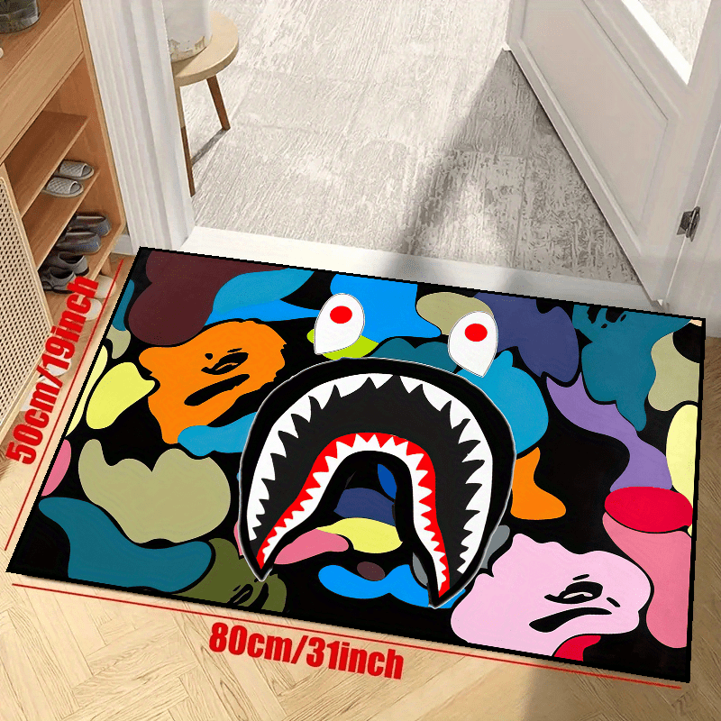 Waterproof Camouflage Shark Face Rug 63x78 Inches