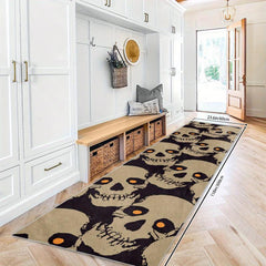 Gothic Skull Rug for Halloween Kitchen Non Slip Washable