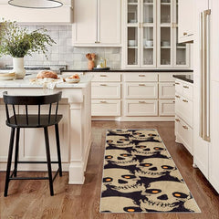 Gothic Skull Rug for Halloween Kitchen Non Slip Washable
