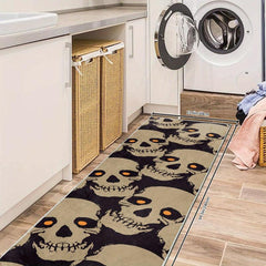 Gothic Skull Rug for Halloween Kitchen Non Slip Washable