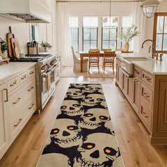 Gothic Skull Rug for Halloween Kitchen Non Slip Washable