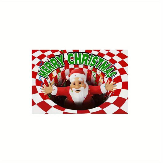 Christmas 3D Illusion Santa Door Mat Small Area Rug Indoor/Outdoor Decorations