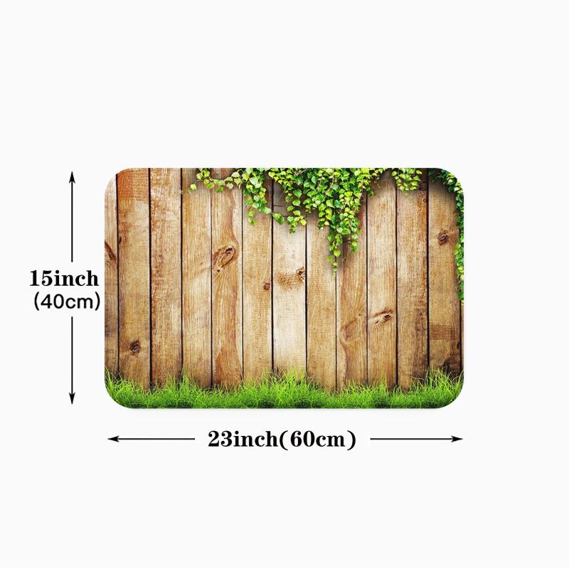 Wooden Print Non Slip Kitchen Floor Mat - Flannel Material