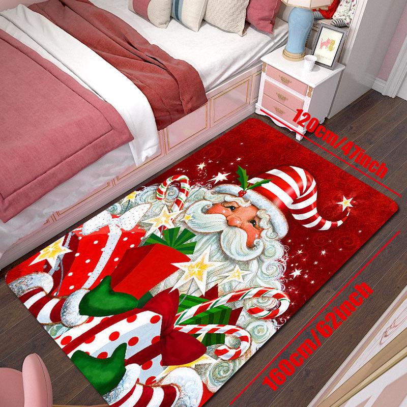Christmas Pattern Carpet Festive Santa Claus Non Slip Floor Rug
