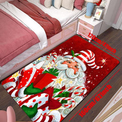 Christmas Pattern Carpet Festive Santa Claus Non Slip Floor Rug