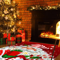 Christmas Pattern Carpet Festive Santa Claus Non Slip Floor Rug