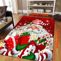 Christmas Pattern Carpet Festive Santa Claus Non Slip Floor Rug