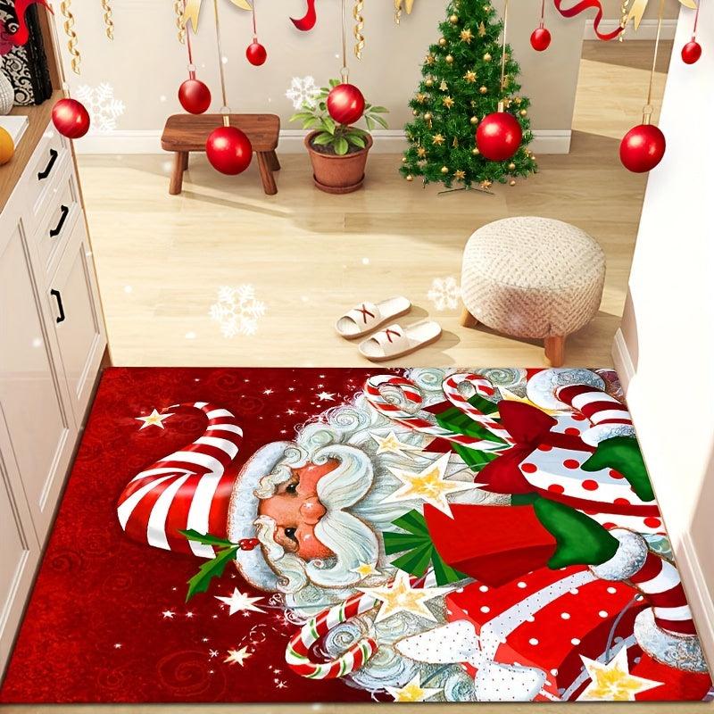 Christmas Pattern Carpet Festive Santa Claus Non Slip Floor Rug