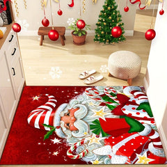 Christmas Pattern Carpet Festive Santa Claus Non Slip Floor Rug