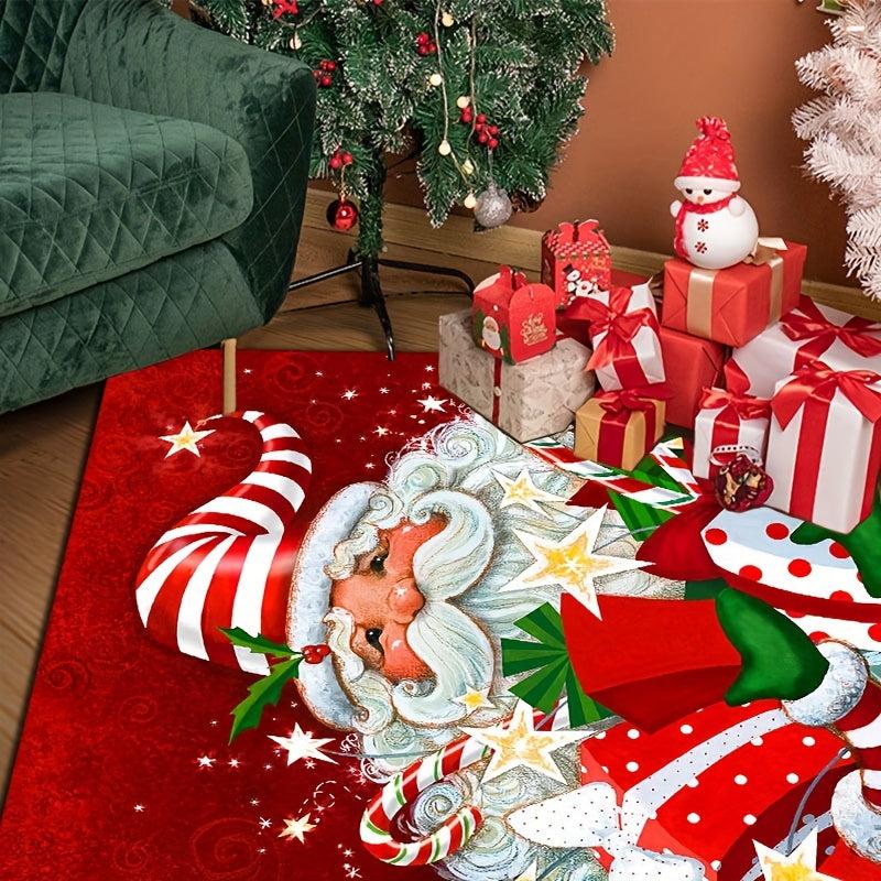 Christmas Pattern Carpet Festive Santa Claus Non Slip Floor Rug
