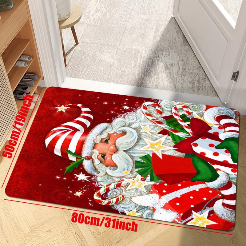 Christmas Pattern Carpet Festive Santa Claus Non Slip Floor Rug