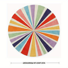 Rainbow Round Rug Colorful Boho Kids Rug Ultra Soft Washable Nursery Rug