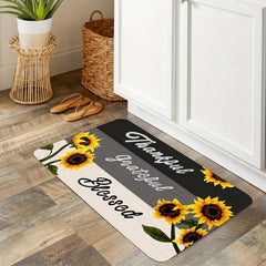 Sunflower Kitchen Floor Mat Non Slip Waterproof Dirt Resistant Washable Doormat