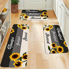 Sunflower Kitchen Floor Mat Non Slip Waterproof Dirt Resistant Washable Doormat