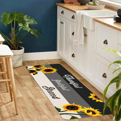Sunflower Kitchen Floor Mat Non Slip Waterproof Dirt Resistant Washable Doormat