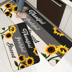 Sunflower Kitchen Floor Mat Non Slip Waterproof Dirt Resistant Washable Doormat