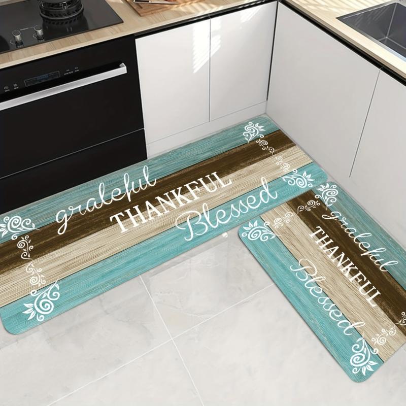 Vintage Wood Kitchen Mat Anti Slip Balcon Polyester Carpet