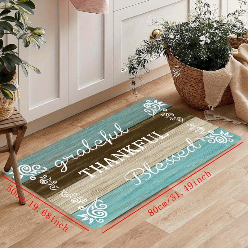 Vintage Wood Kitchen Mat Anti Slip Balcon Polyester Carpet