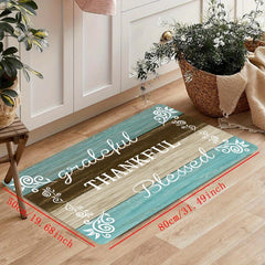 Vintage Wood Kitchen Mat Anti Slip Balcon Polyester Carpet