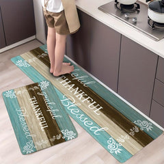 Vintage Wood Kitchen Mat Anti Slip Balcon Polyester Carpet