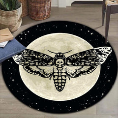 Butterfly Moth Print Round Rug Washable Carpet
