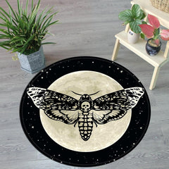 Butterfly Moth Print Round Rug Washable Carpet