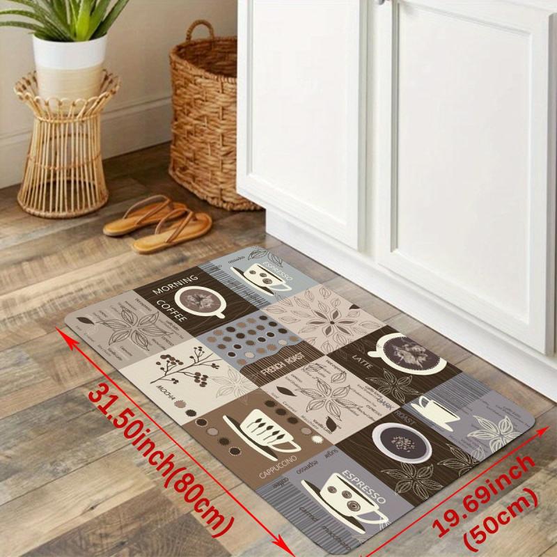 Coffee Print Kitchen Mat Anti Slip Polyester Carpet