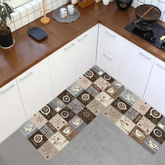 Coffee Print Kitchen Mat Anti Slip Polyester Carpet