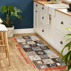 Coffee Print Kitchen Mat Anti Slip Polyester Carpet
