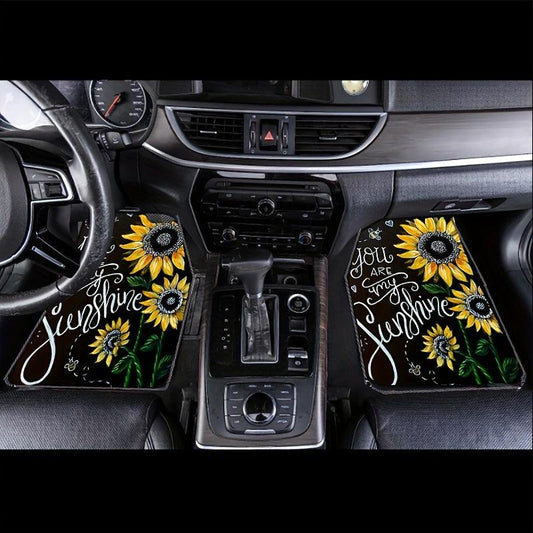4pcs Sunflower Bouquet Car Floor Mat All-weather Car Mat