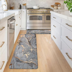 Grey Marble Kitchen Mat Soft Non-slip Waterproof Runner Rug