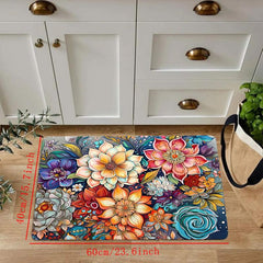 Boho Watercolor Floral Kitchen Strip Mat Anti Slip Soft Carpet