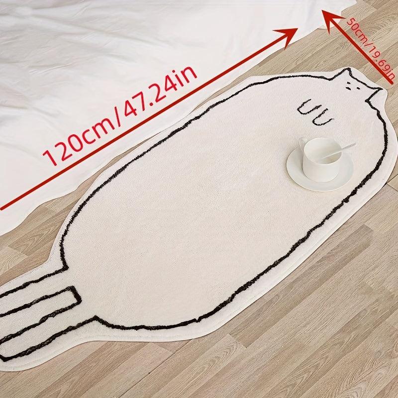 Cartoon Cat Bedroom Rug Non Slip Machine Washable Polyester Floor Carpet
