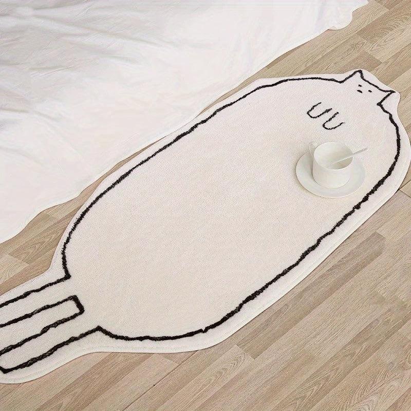 Cartoon Cat Bedroom Rug Non Slip Machine Washable Polyester Floor Carpet