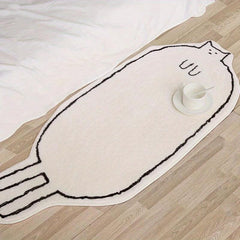 Cartoon Cat Bedroom Rug Non Slip Machine Washable Polyester Floor Carpet