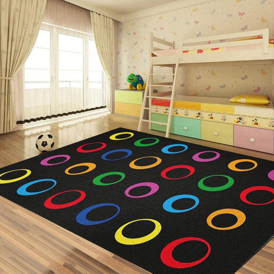 Colorful Circles Seating Classroom Carpet with 24 Seats