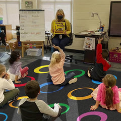 Colorful Circles Seating Classroom Carpet with 24 Seats