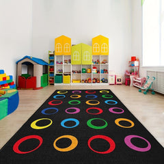 Colorful Circles Seating Classroom Carpet with 24 Seats