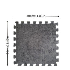 10pcs Plush Puzzle Foam Floor Mat Interlocking Carpet Fluffy Area Rug