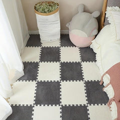 10pcs Plush Puzzle Foam Floor Mat Interlocking Carpet Fluffy Area Rug