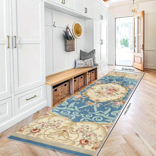 Vintage Floral Laundry Room Rug Runner Soft Non Slip Perfect for Hardwood Floors